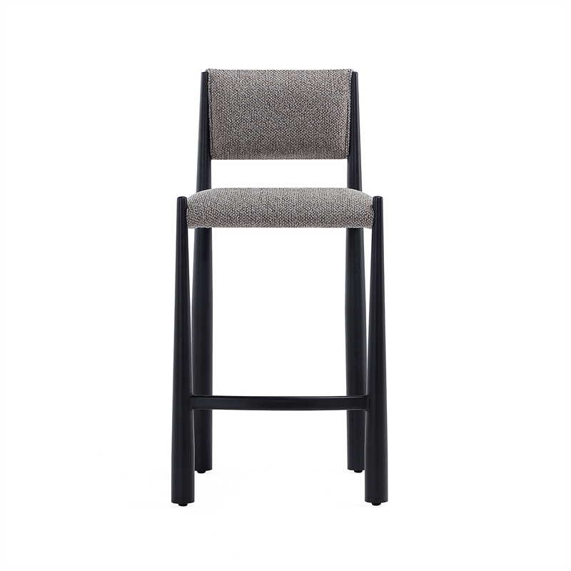 Lennor Mid-Century Modern Boucle Metal Counter Stool in Mushroom