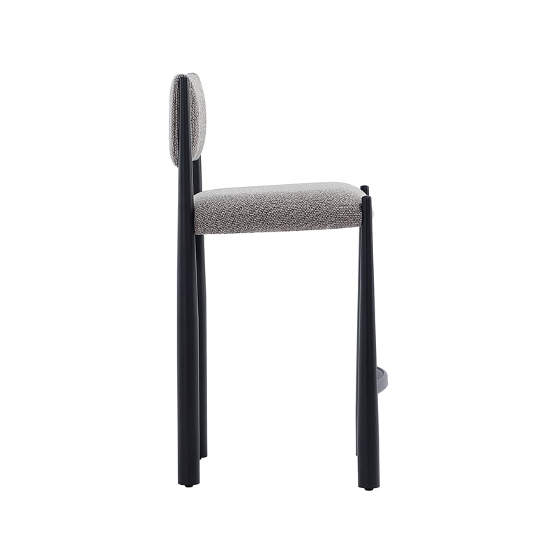 Lennor Mid-Century Modern Boucle Metal Counter Stool in Mushroom