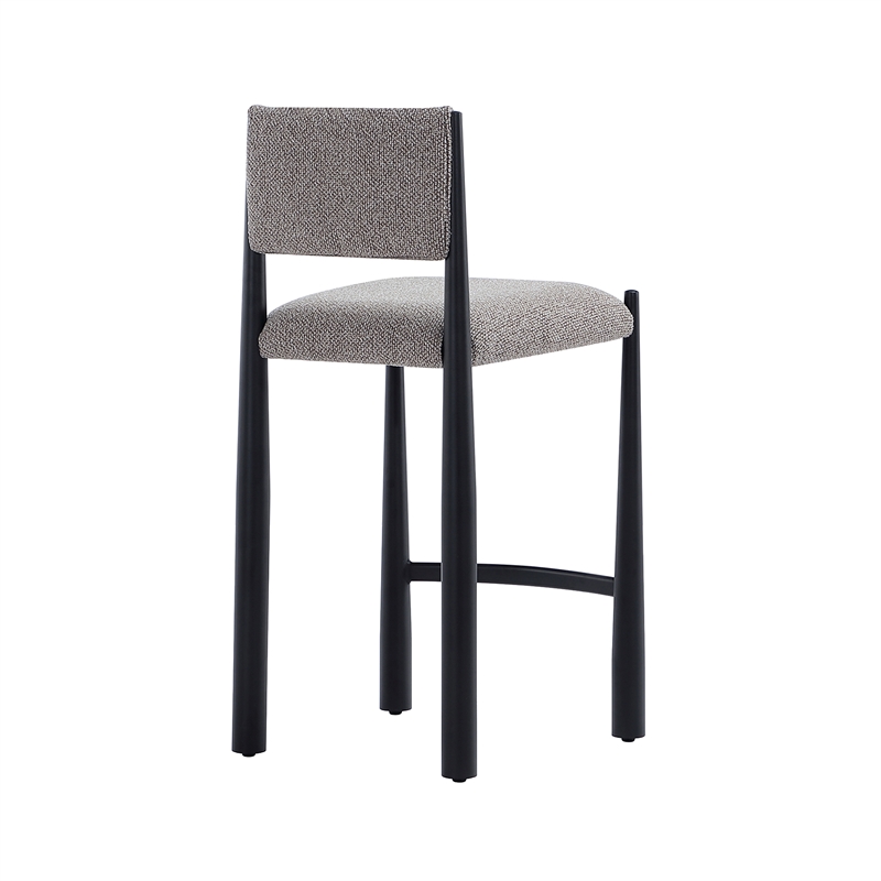 Lennor Mid-Century Modern Boucle Metal Counter Stool in Mushroom