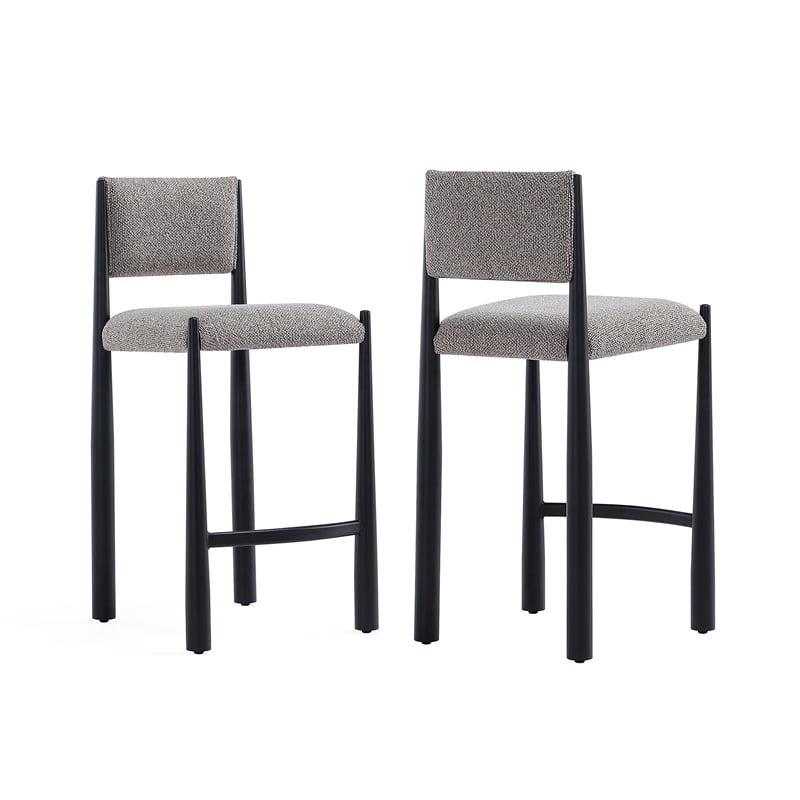 Lennor Mid-Century Modern Boucle Metal Counter Stool in Mushroom