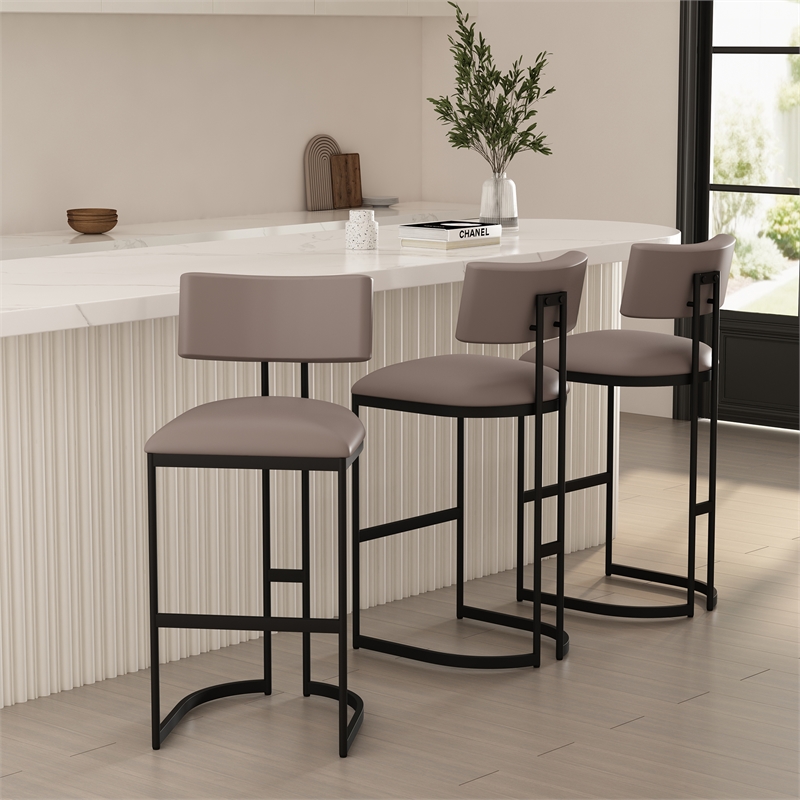Juno Contemporary Modern Metal Barstool in Taupe