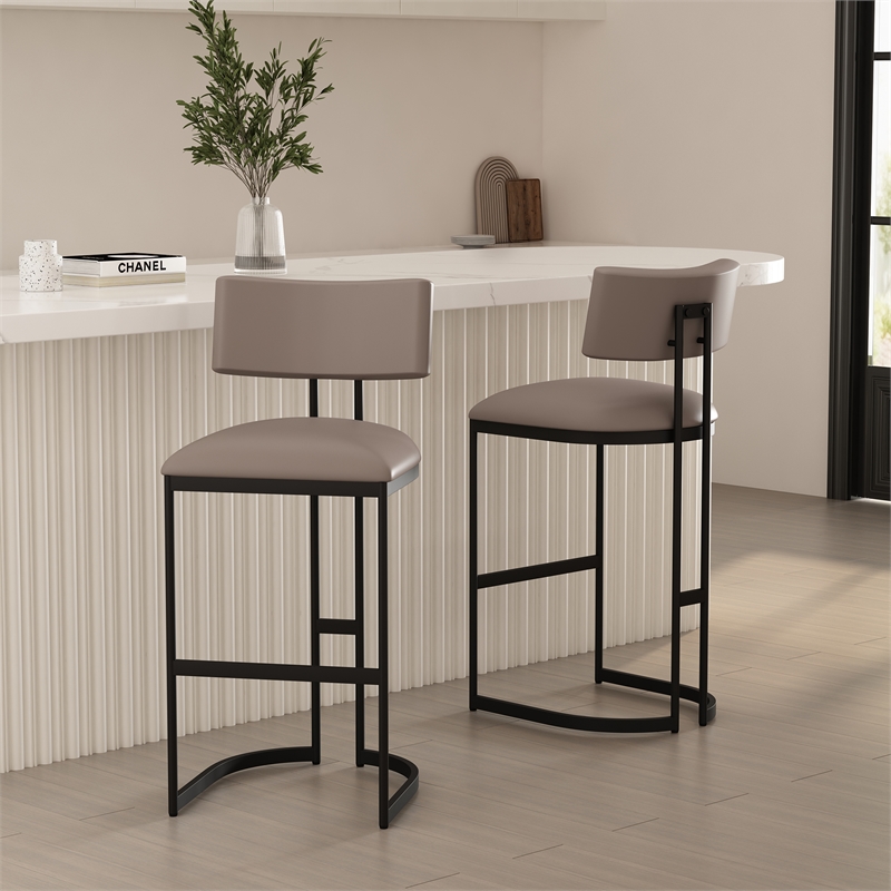 Juno Contemporary Modern Metal Barstool in Taupe