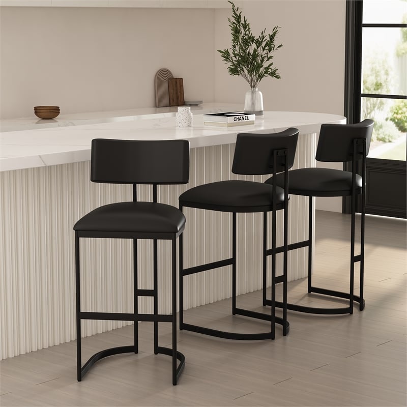 Juno Contemporary Modern Metal Barstool in Black