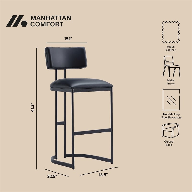 Juno Contemporary Modern Metal Barstool in Black