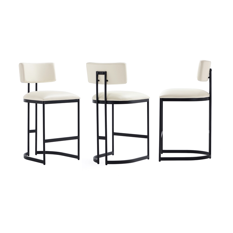 Juno Contemporary Modern Vegan Leather Metal Counter Stool in Ivory
