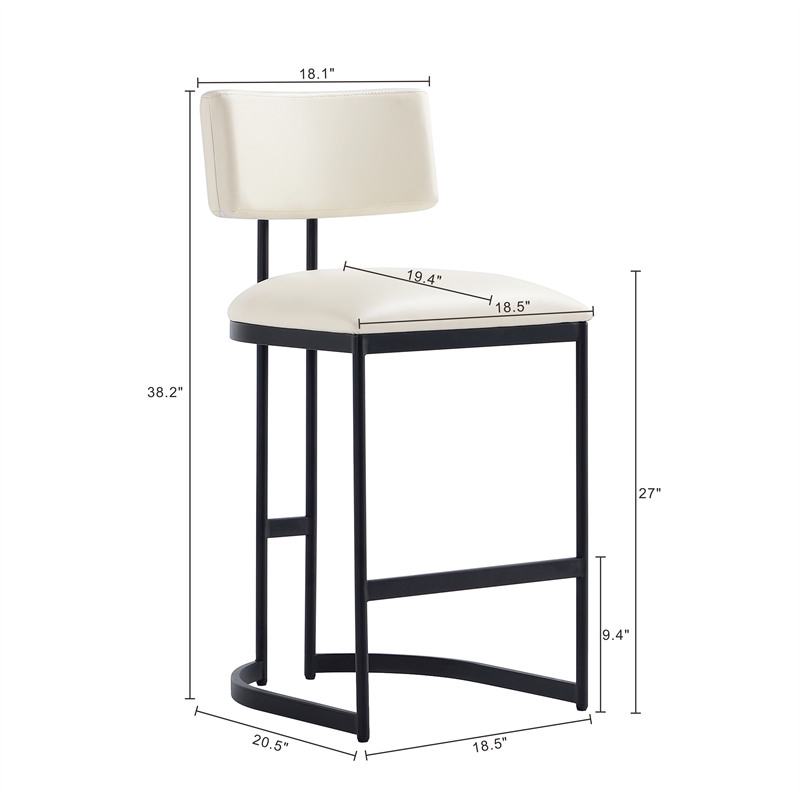 Juno Contemporary Modern Vegan Leather Metal Counter Stool in Ivory