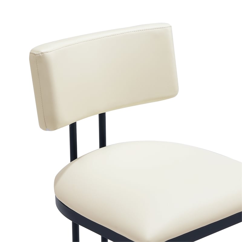 Juno Contemporary Modern Vegan Leather Metal Counter Stool in Ivory