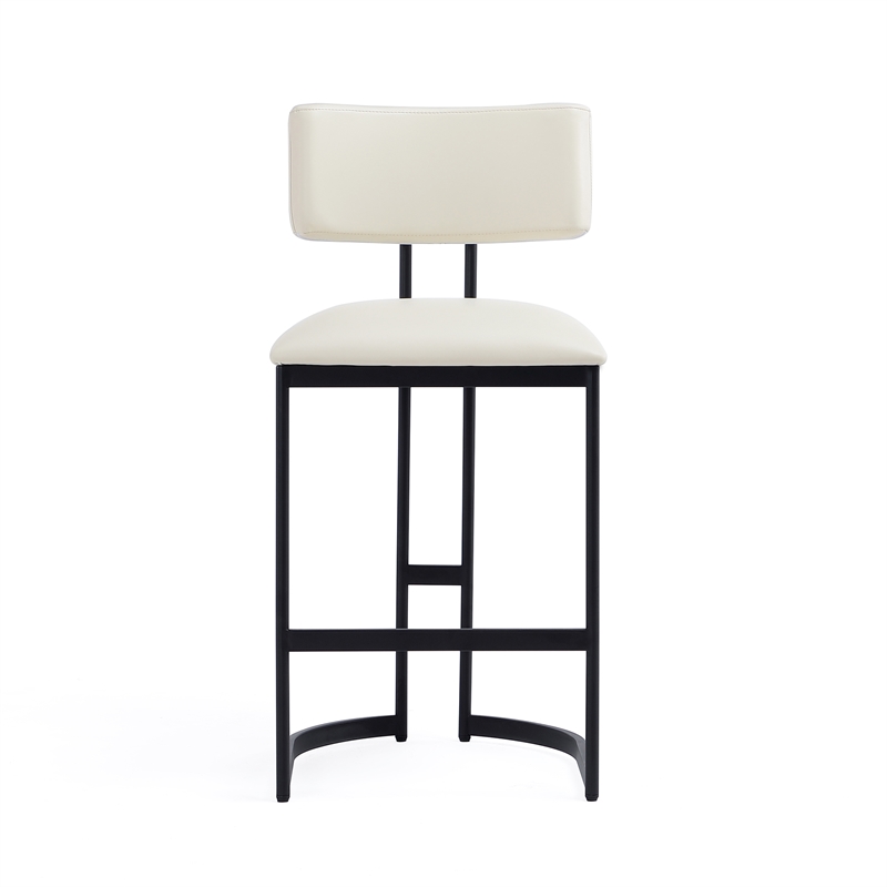Juno Contemporary Modern Vegan Leather Metal Counter Stool in Ivory