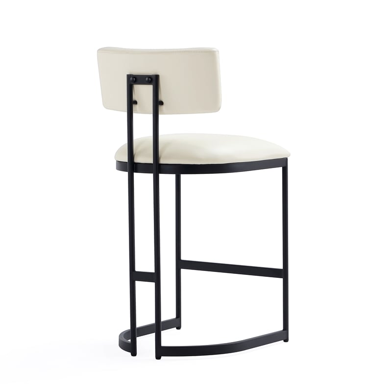 Juno Contemporary Modern Vegan Leather Metal Counter Stool in Ivory