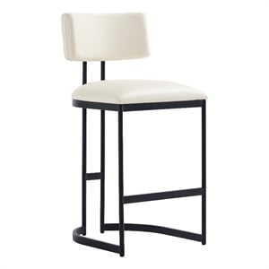 Juno Contemporary Modern Vegan Leather Metal Counter Stool in Ivory