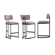 Juno Contemporary Modern Vegan Leather Metal Counter Stool in Taupe