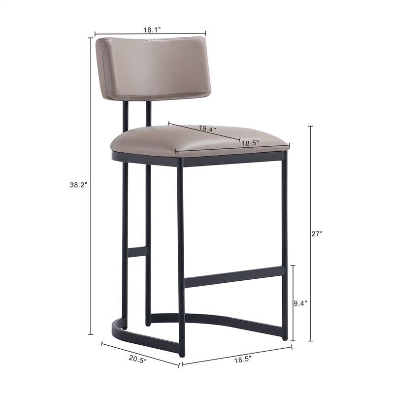 Juno Contemporary Modern Vegan Leather Metal Counter Stool in Taupe
