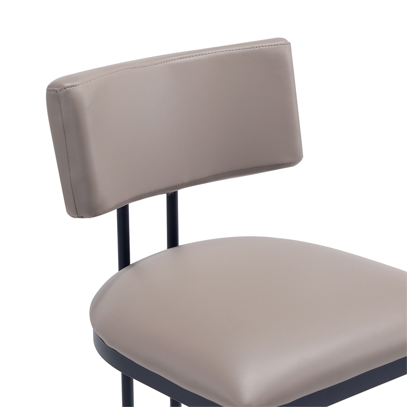 Juno Contemporary Modern Vegan Leather Metal Counter Stool in Taupe