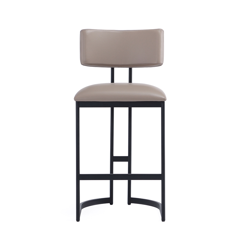 Juno Contemporary Modern Vegan Leather Metal Counter Stool in Taupe