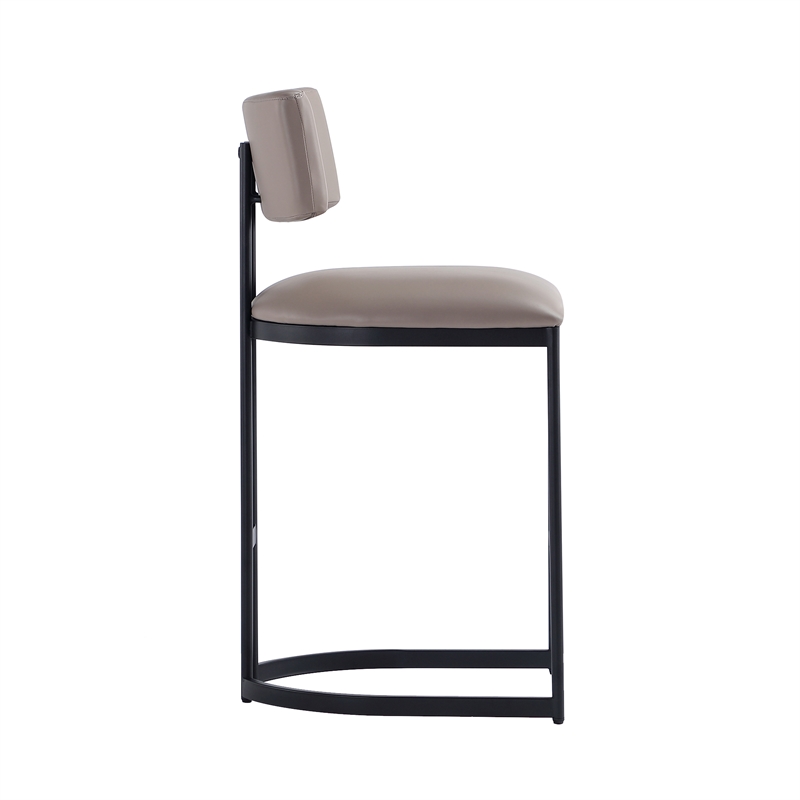 Juno Contemporary Modern Vegan Leather Metal Counter Stool in Taupe