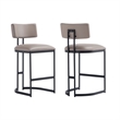 Juno Contemporary Modern Vegan Leather Metal Counter Stool in Taupe