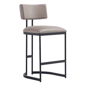 Juno Contemporary Modern Vegan Leather Metal Counter Stool in Taupe
