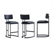 Juno Contemporary Modern Vegan Leather Metal Counter Stool in Black
