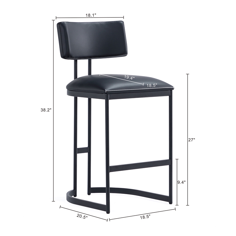 Juno Contemporary Modern Vegan Leather Metal Counter Stool in Black