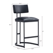 Juno Contemporary Modern Vegan Leather Metal Counter Stool in Black