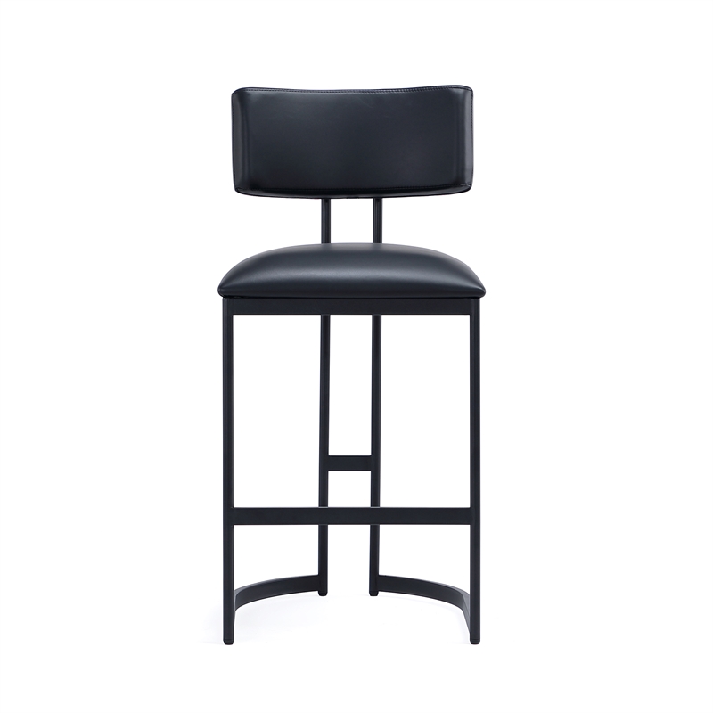 Juno Contemporary Modern Vegan Leather Metal Counter Stool in Black