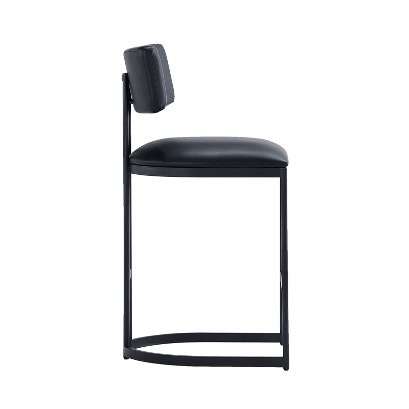 Juno Contemporary Modern Vegan Leather Metal Counter Stool in Black