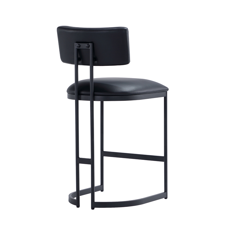 Juno Contemporary Modern Vegan Leather Metal Counter Stool in Black