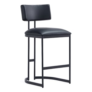 Juno Contemporary Modern Vegan Leather Metal Counter Stool in Black
