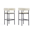Onda Contemporary Vegan Leather Metal Upholstered Barstool in Ivory