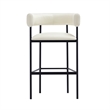 Onda Contemporary Vegan Leather Metal Upholstered Barstool in Ivory