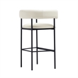 Onda Contemporary Vegan Leather Metal Upholstered Barstool in Ivory