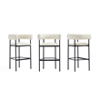 Onda Contemporary Vegan Leather Metal Upholstered Barstool in Ivory