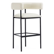 Onda Contemporary Vegan Leather Metal Upholstered Barstool in Ivory