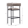 Onda Contemporary Vegan Leather Metal Upholstered Barstool in Taupe