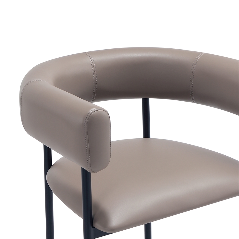 Onda Contemporary Vegan Leather Metal Upholstered Barstool in Taupe