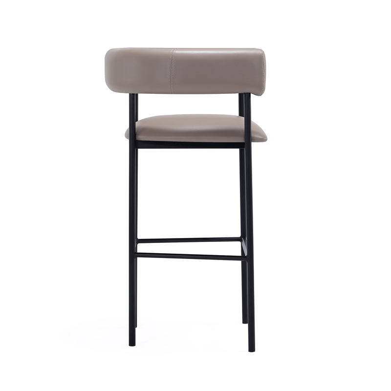 Onda Contemporary Vegan Leather Metal Upholstered Barstool in Taupe