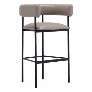 Onda Contemporary Vegan Leather Metal Upholstered Barstool in Taupe
