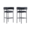 Onda Contemporary Vegan Leather Metal Upholstered Barstool in Black