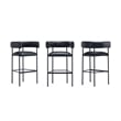 Onda Contemporary Vegan Leather Metal Upholstered Barstool in Black