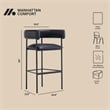 Onda Contemporary Vegan Leather Metal Upholstered Barstool in Black