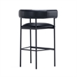 Onda Contemporary Vegan Leather Metal Upholstered Barstool in Black