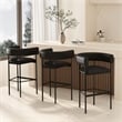 Onda Contemporary Vegan Leather Metal Upholstered Barstool in Black