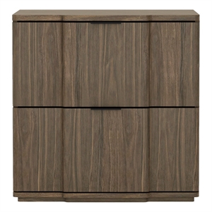 Clive Mid-Century Modern 22&quot Nightstand in Walnut and Black (2-Drawer)