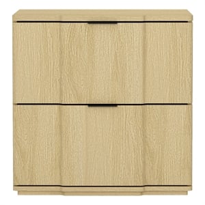 Clive Mid-Century Modern 22&quot Nightstand in Natural and Black (2-Drawer)