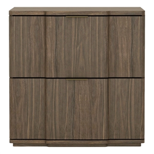 Clive Mid-Century Modern 22&quot Nightstand in Walnut and Gold (2-Drawer)
