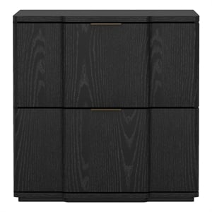 Clive Mid-Century Modern 22&quot Nightstand in Black and Gold (2-Drawer)
