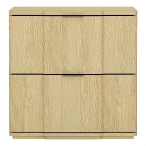 Clive Mid-Century Modern 22&quot Nightstand in Natural and Gold (2-Drawer)
