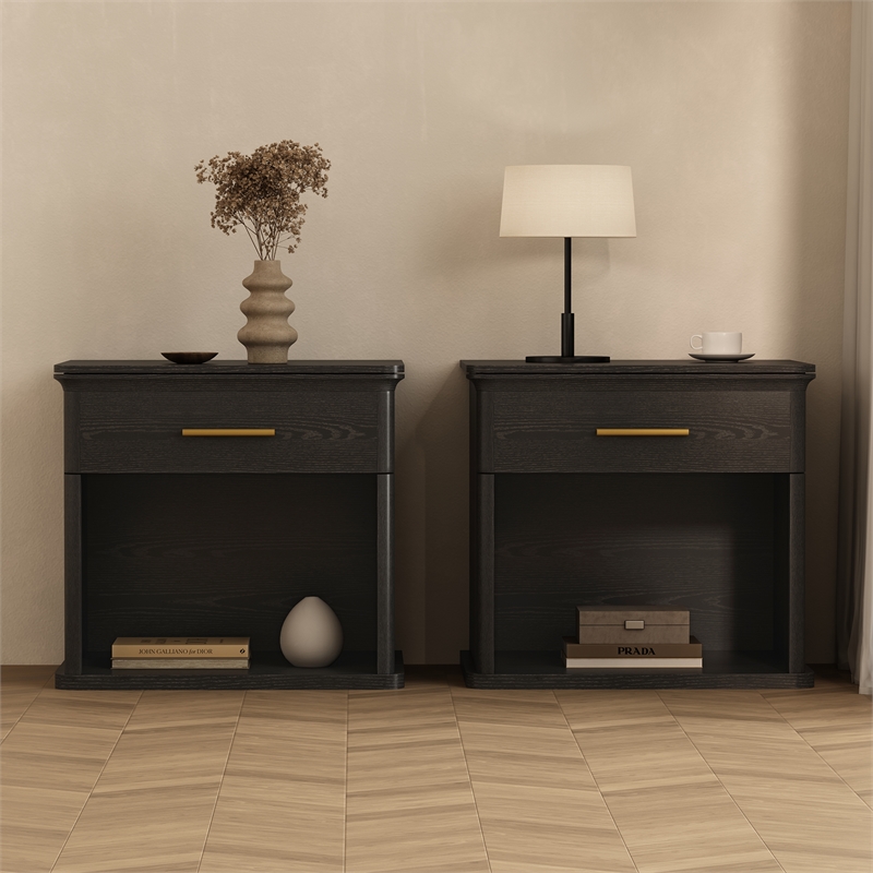 Clifford Traditional Nightstand in Black (1-Drawer)