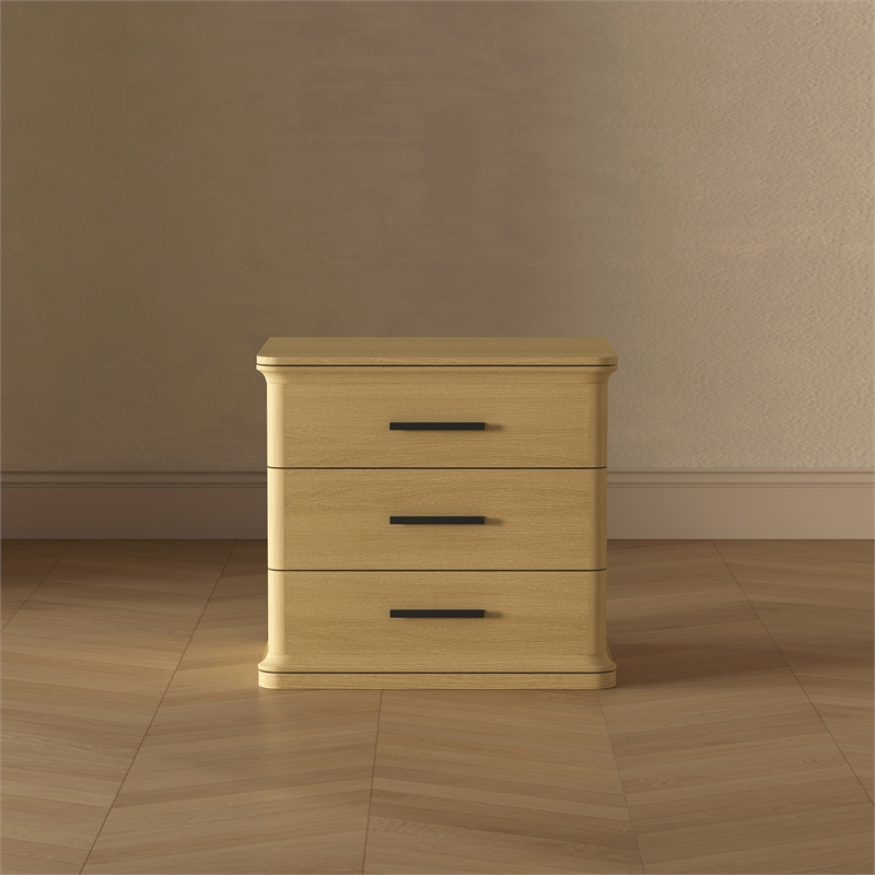 Clifford Traditional Nightstand in Natural Oak (3-Drawer)