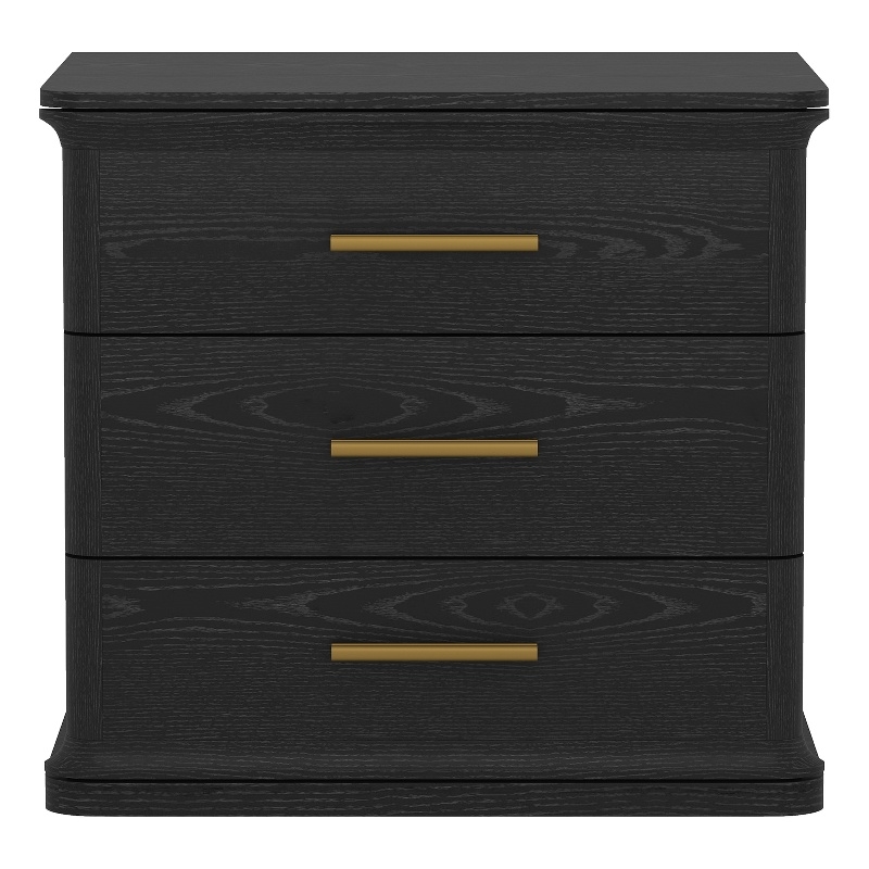 Clifford Traditional Nightstand in Black (3-Drawer)